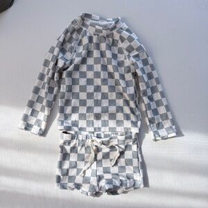 Mebie Baby Checkered Long Sleeve Swim Set